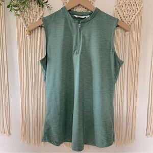 LADY HAGAN Women’s Striped‎ Sleeveless Zip Top Golf Activewear Top Green Small